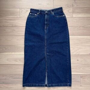 Vintage y2k Tommy Hilfiger Denim Maxi Skirt Dark Wash Womens Sz 8 americana